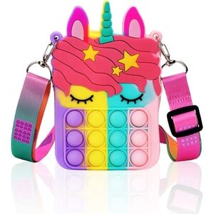 Unicorn Pop Purse for Kids - Pink and Yellow